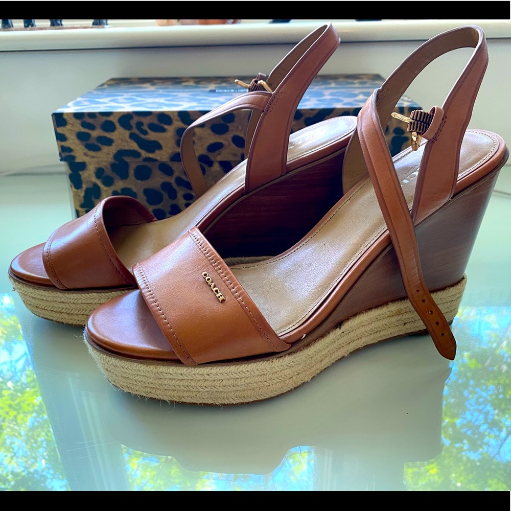 Genuine Leather Coach Wedges